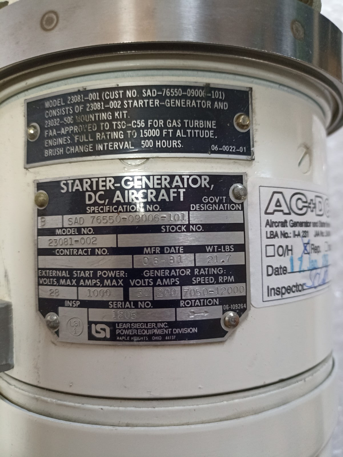 DC Starter Generator 200 Amps Model 23081-002 Aviacharter{{Product SKU}} Aviacharter