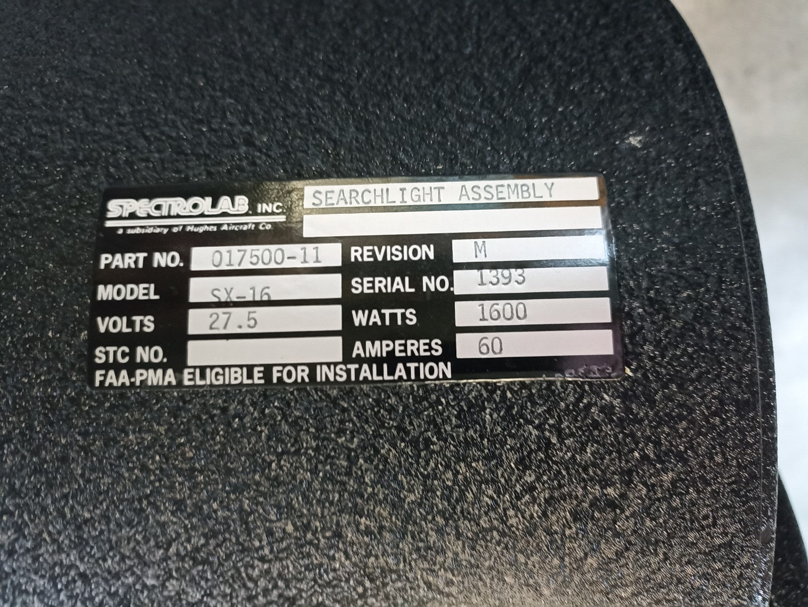 SEARCHLIGHT NIGHTSUN SX16 PN 017500-11 HELICOPTER incl GIMBALL 019059-4 SPECTROLAB{{Product SKU}}  Aviacharter