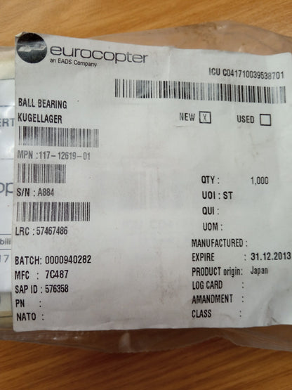 BALL BEARING PN 117-12619-01 Eurocopter{{Product SKU}}  Aviacharter