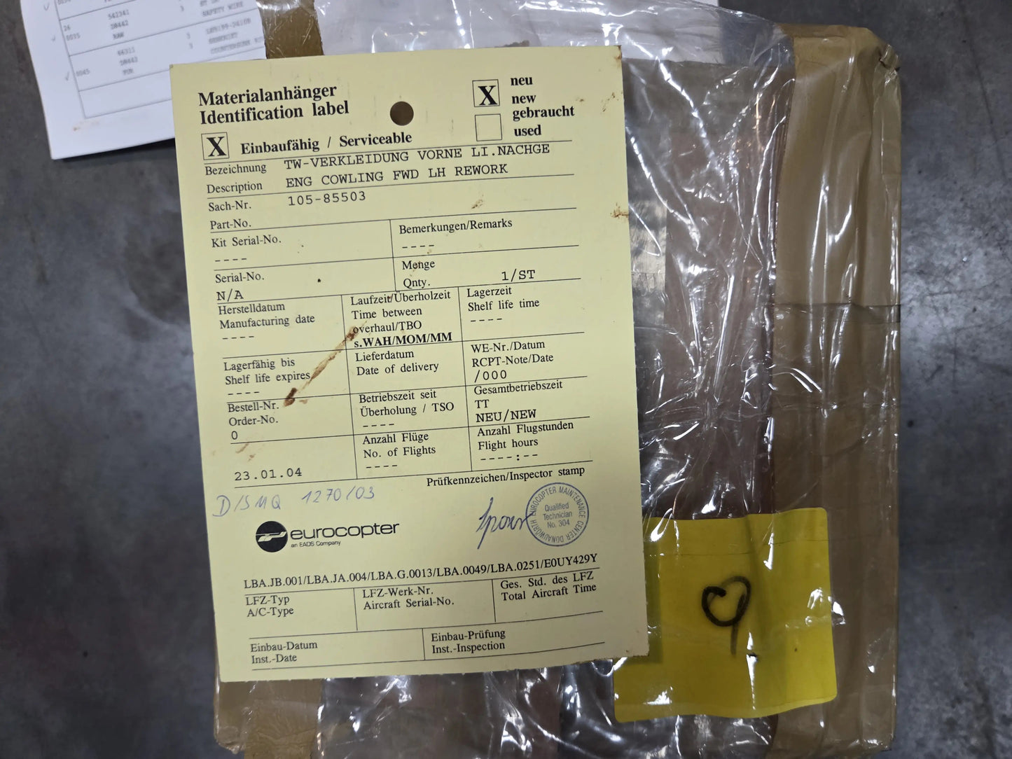 Engine Cowling FWD LH Rework Eurocopter