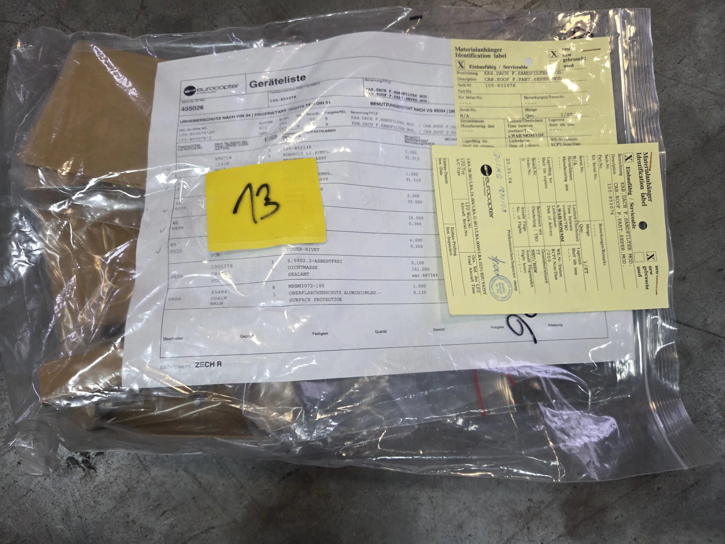 Cabin Roof Front Partition Separator Module Eurocopter