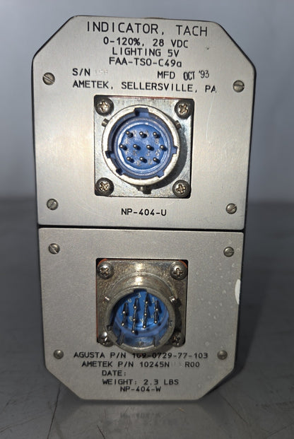 INDICATOR TACH, Agusta A109 PN 109-0729-77-103 AMETEK PN 10245N01R00 Agusta{{Product SKU}}  Aviacharter