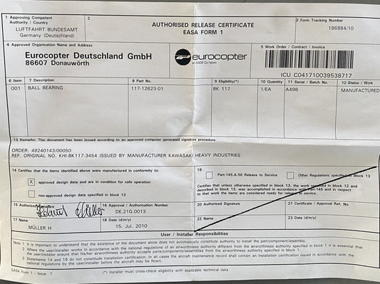 BALL BEARING PN 117-12623-01 Eurocopter{{Product SKU}}  Aviacharter