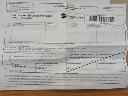 BALL BEARING PN 117-12619-01 Eurocopter{{Product SKU}}  Aviacharter