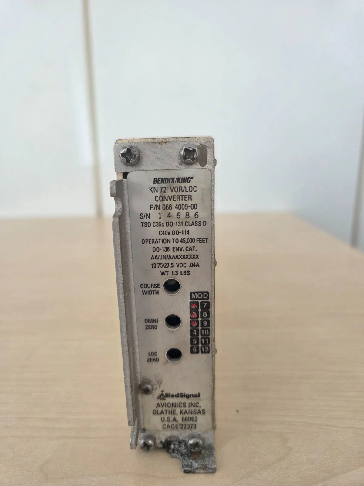 KN72 VOR LOC CONVERTER P/N 066-4009-00. Bendix/King{{Product SKU}}  Aviacharter
